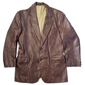 Clipper Mist Vintage Brown Leather 2-Button Leisure Jacket Men’s Size 40 Reg.